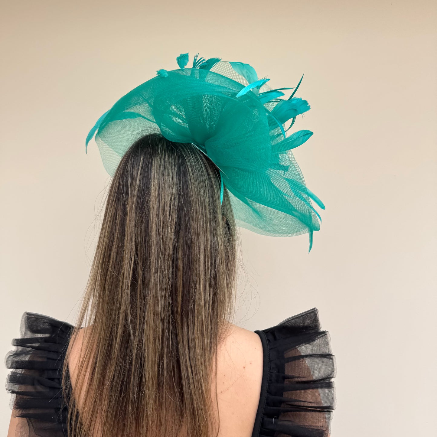 J Bees JB20/165 Teal Green Crin Large Fascinator