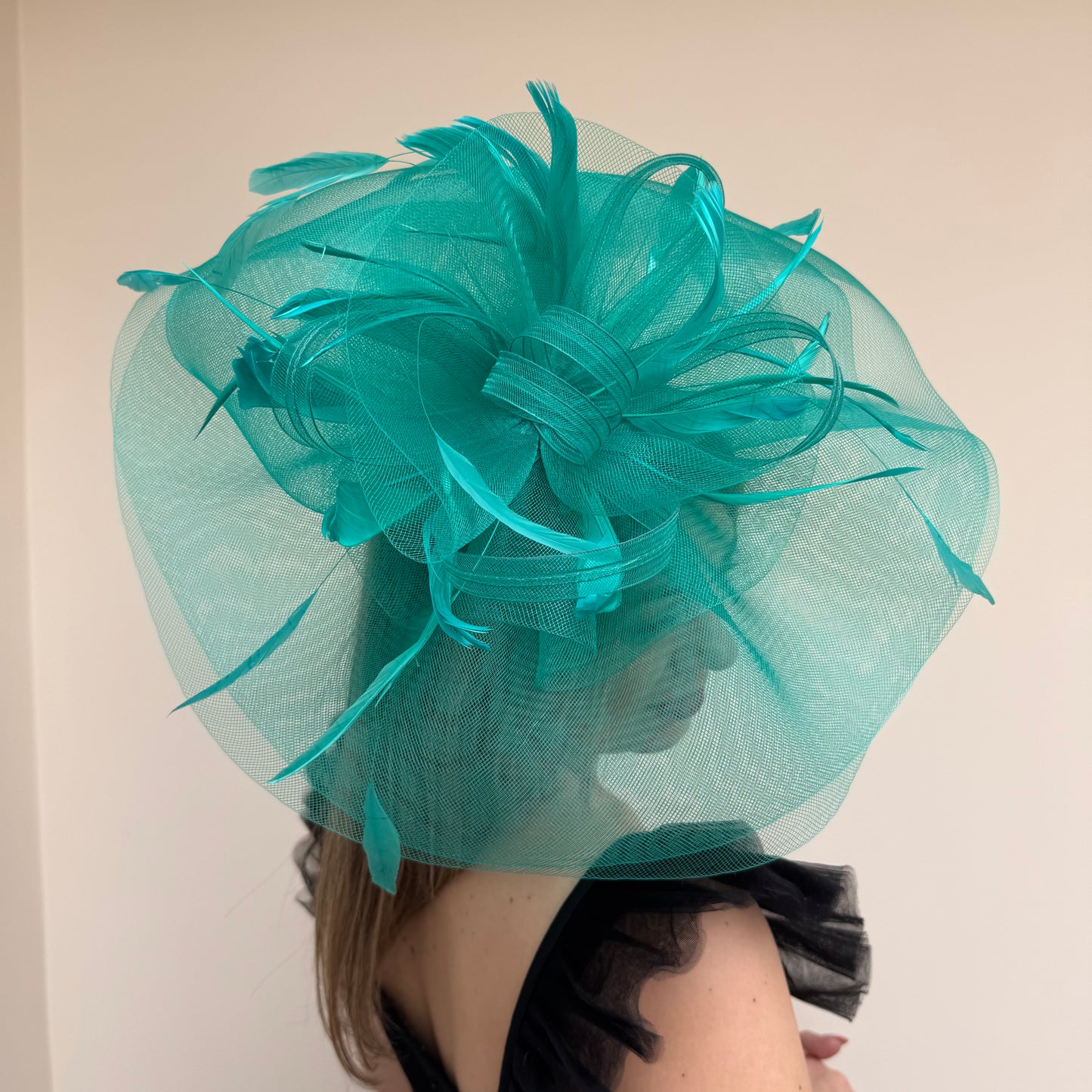 J Bees JB20/165 Teal Green Crin Large Fascinator