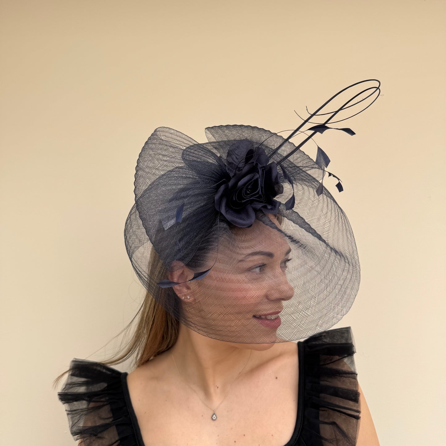 J Bees JB26/114 Navy Mesh Fascinator
