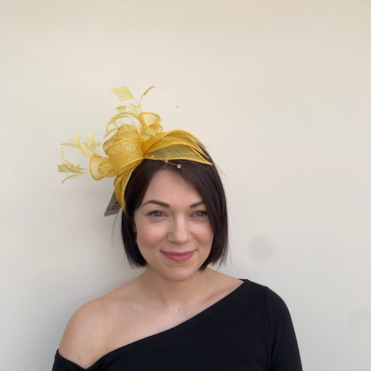 J Bees JB23/318 Lemon Yellow Fascinator