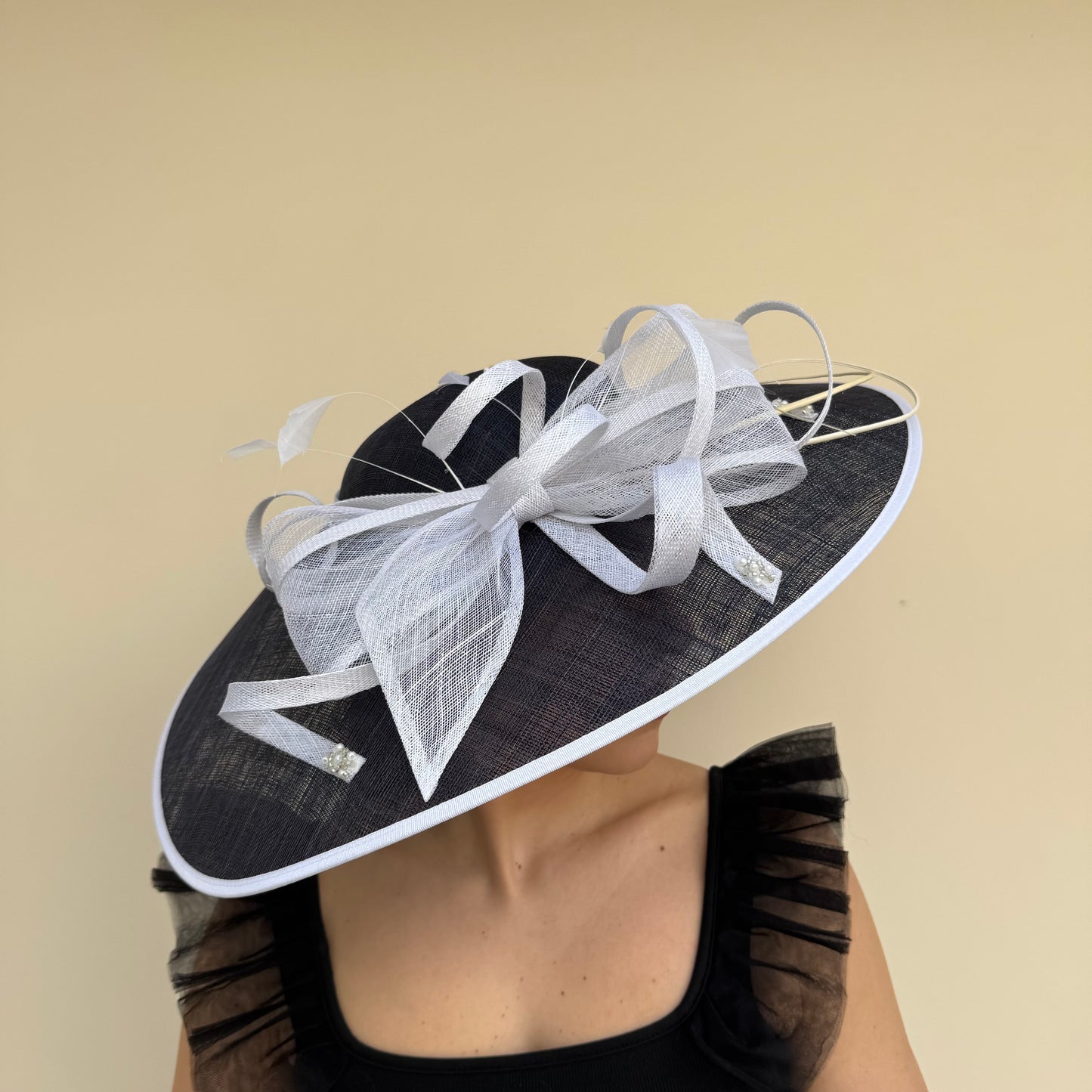 J Bees JB26/131 Navy Blue & White Hatinator with bead embellishment