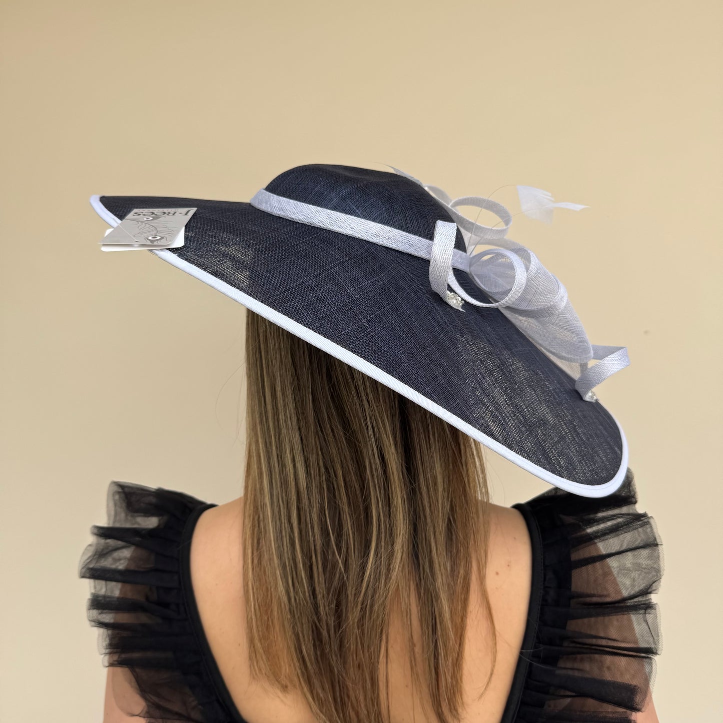 J Bees JB26/131 Navy Blue & White Hatinator with bead embellishment