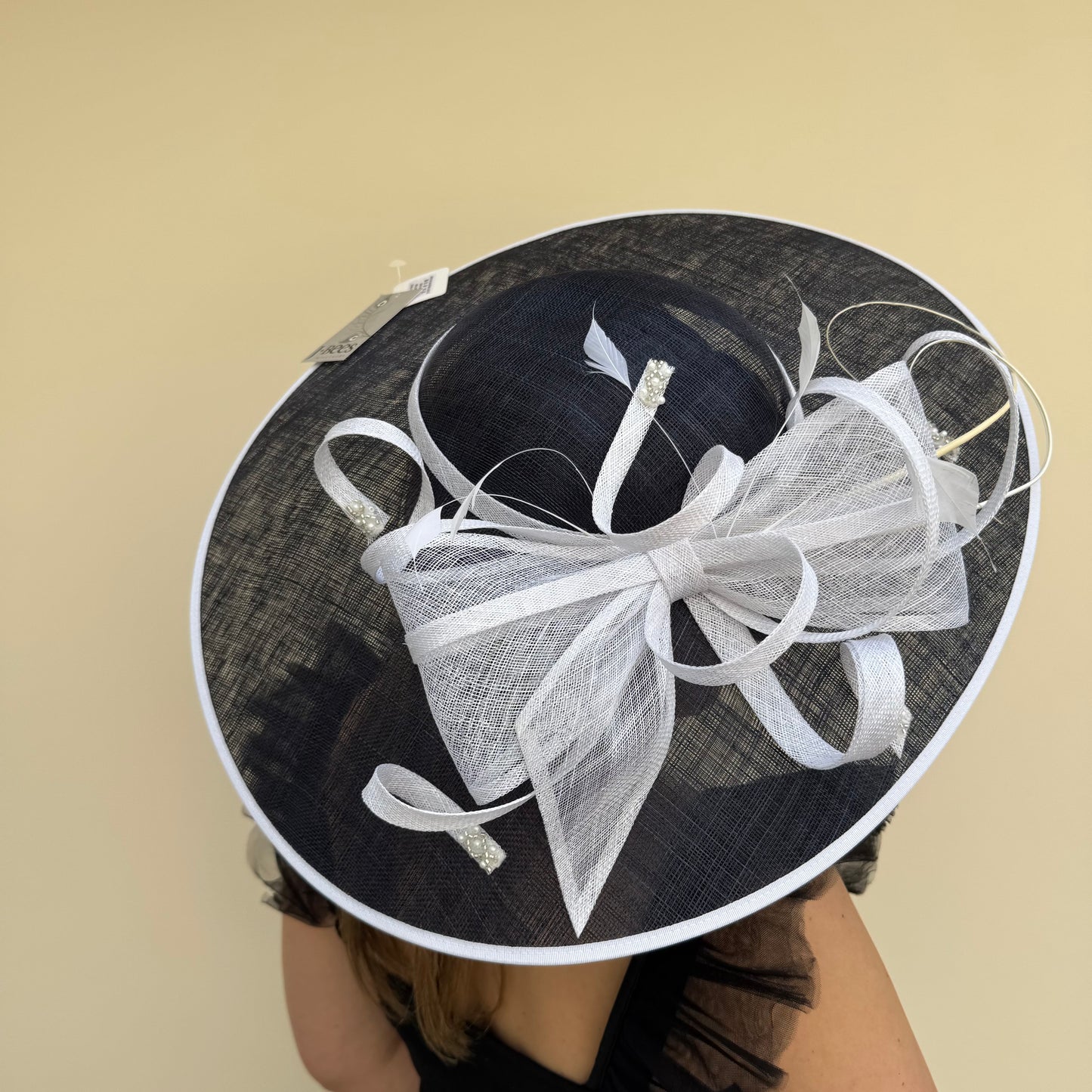J Bees JB26/131 Navy Blue & White Hatinator with bead embellishment