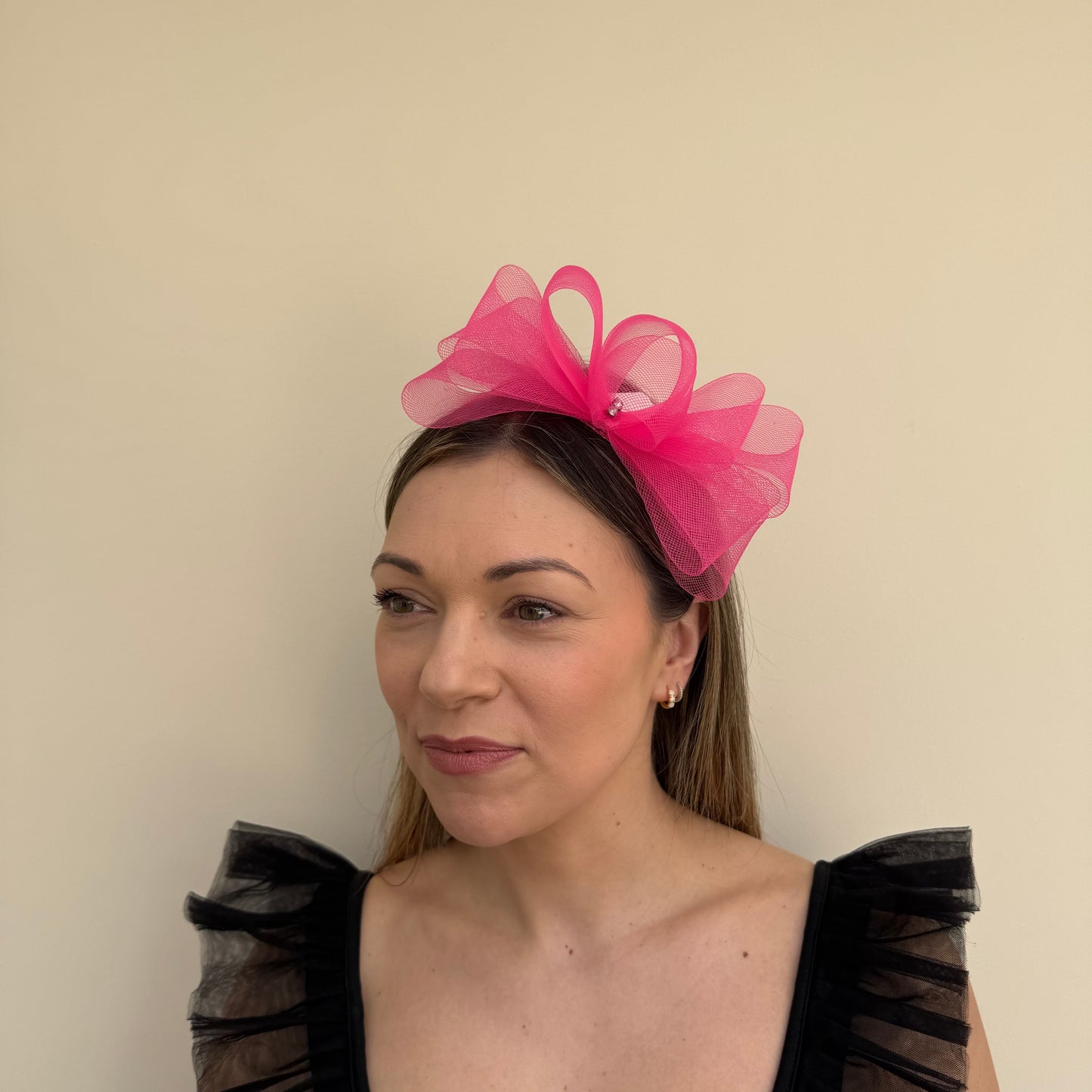 J Bees JB26/113 Hot Pink  Fascinator with Sparkle