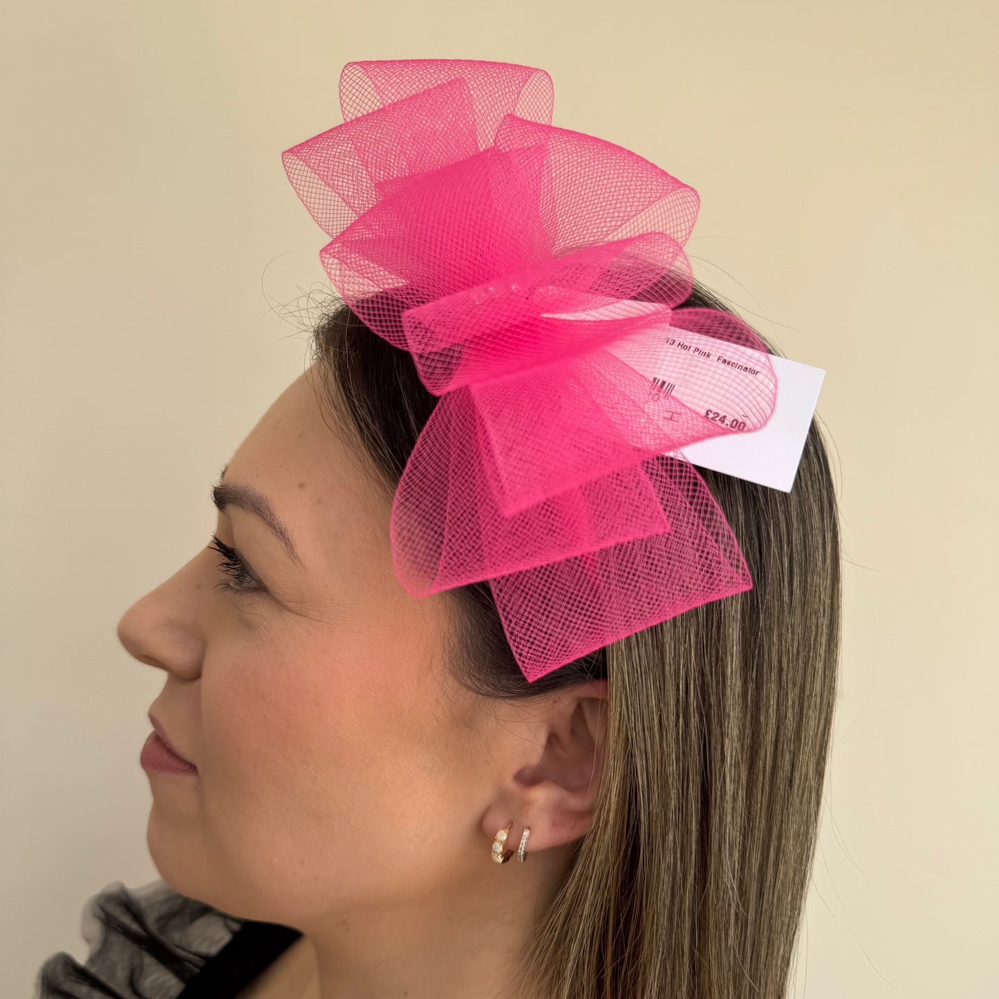 J Bees JB26/113 Hot Pink  Fascinator with Sparkle