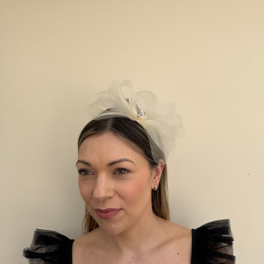 J Bees JB26/113 Ivory Fascinator with Sparkle