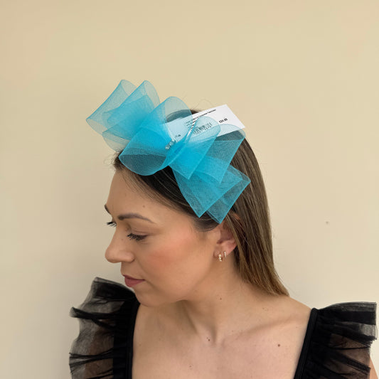 J Bees JB26/113 Turquoise Fascinator with Sparkle