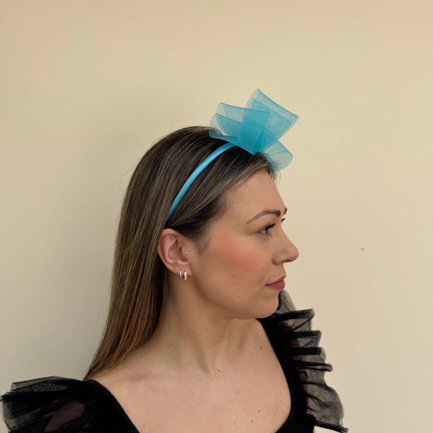 J Bees JB26/113 Turquoise Fascinator with Sparkle