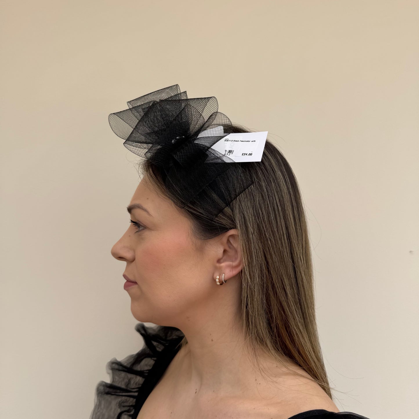 J Bees JB26/113 Black Fascinator with Sparkle