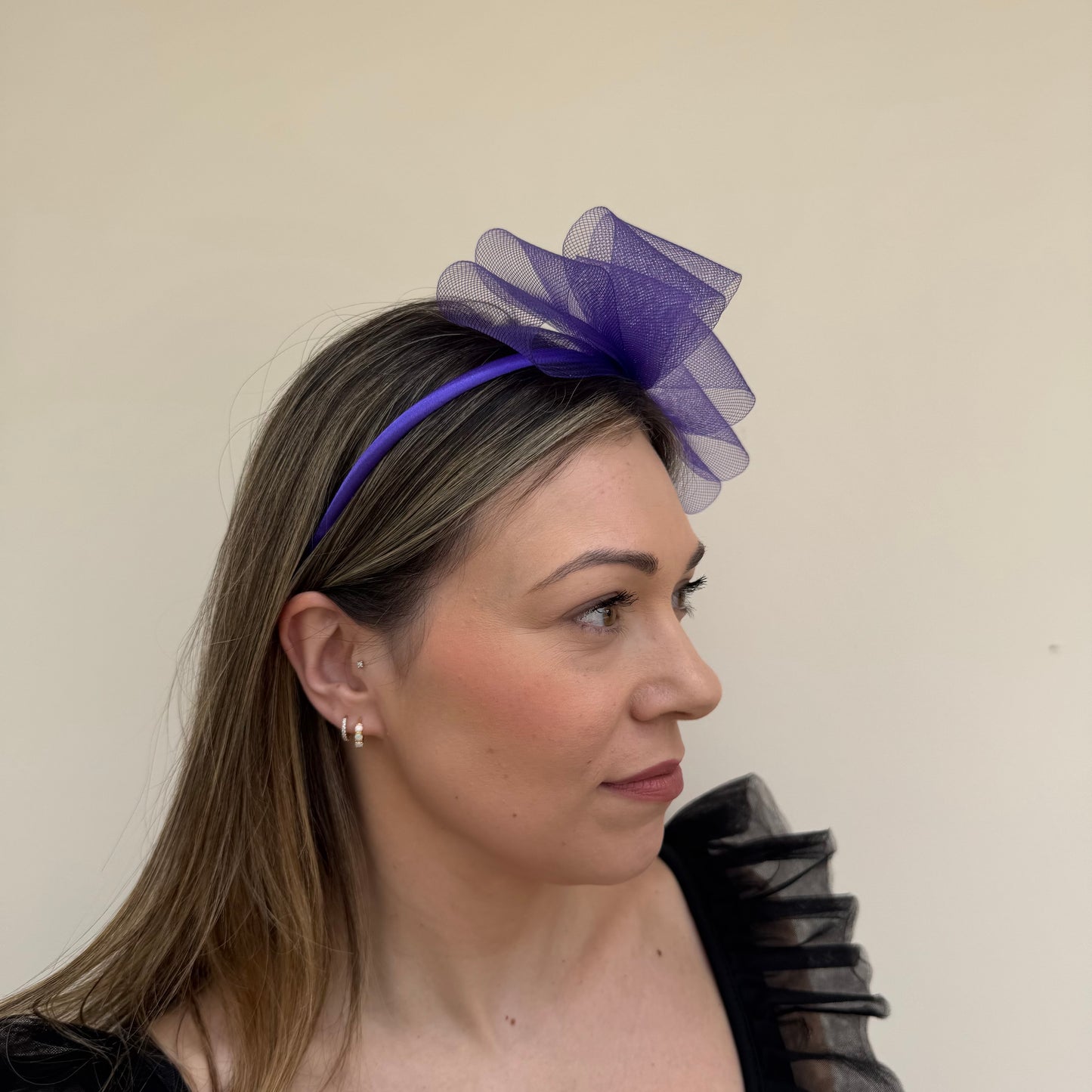 J Bees JB26/113 Purple  Fascinator with Sparkle