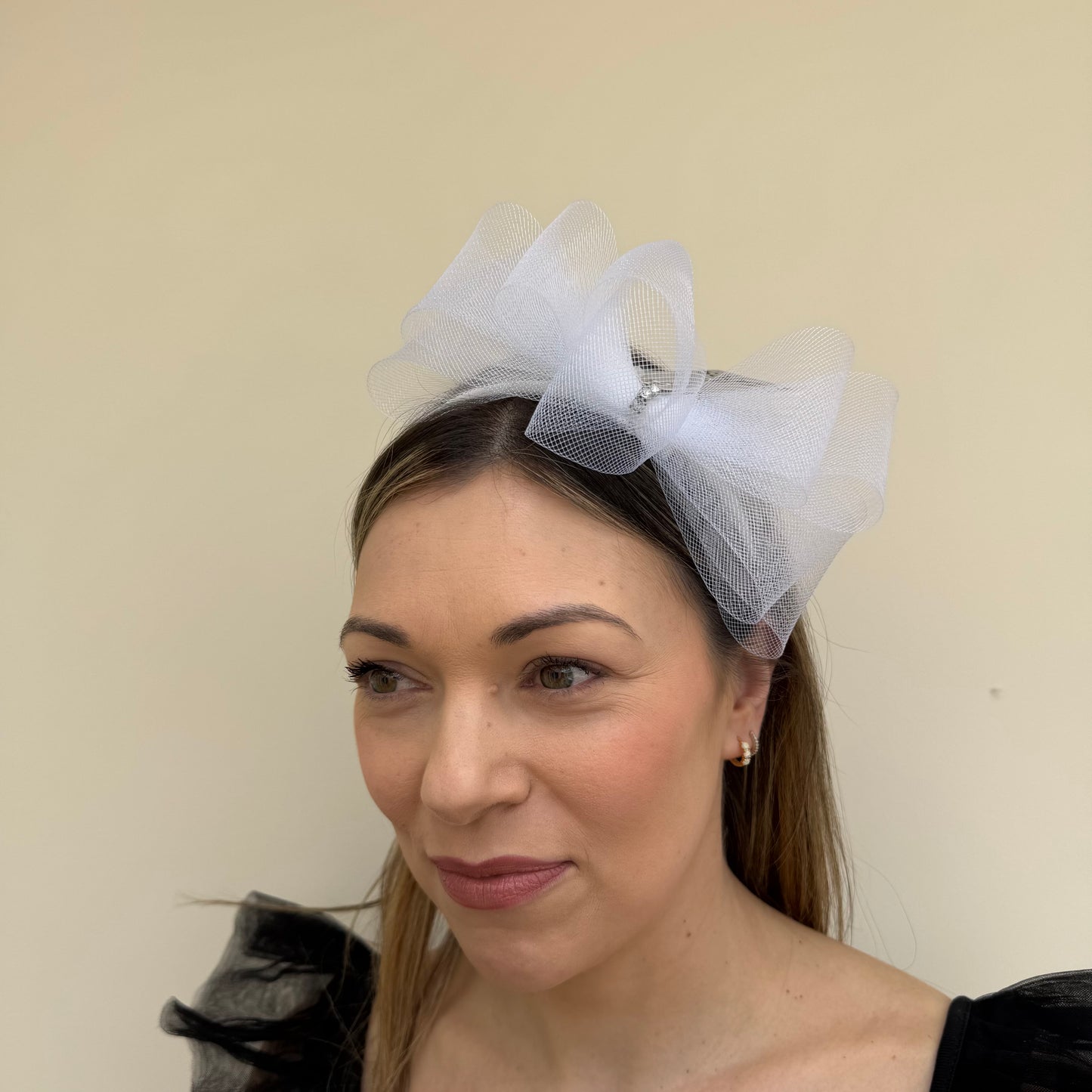J Bees JB26/113 White  Fascinator with Sparkle