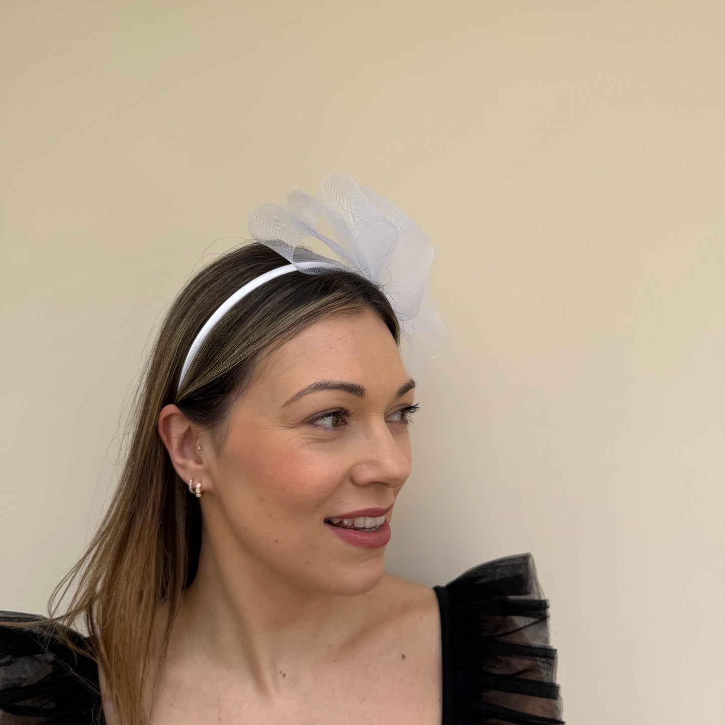 J Bees JB26/113 White  Fascinator with Sparkle
