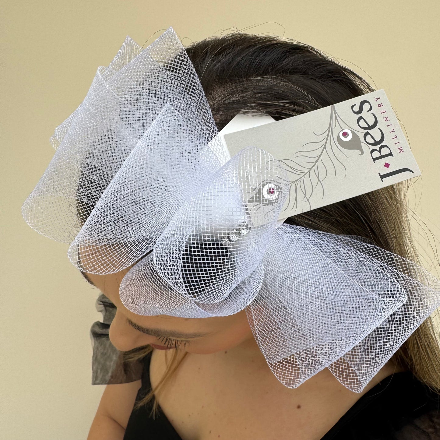 J Bees JB26/113 White  Fascinator with Sparkle
