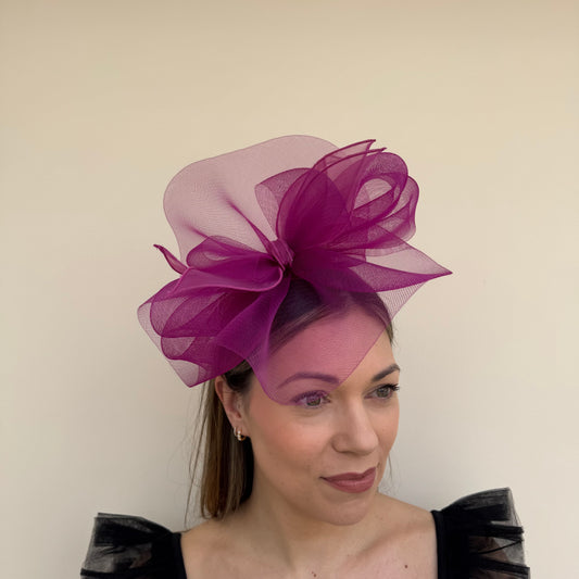 J Bees JB25/72 Vibrant Grape Purple Mesh Fascinator