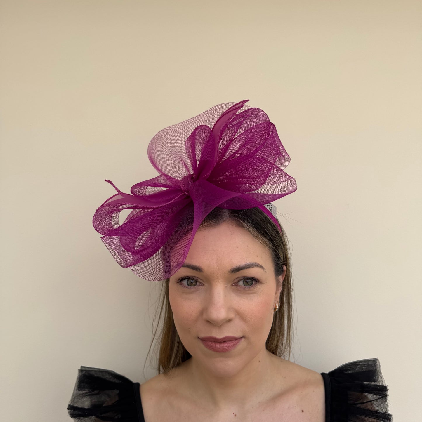 J Bees JB25/72 Vibrant Grape Purple Mesh Fascinator