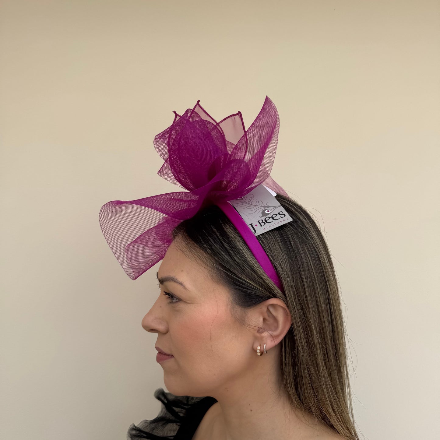 J Bees JB25/72 Vibrant Grape Purple Mesh Fascinator