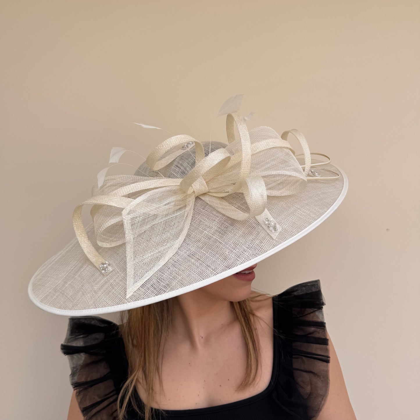 J Bees JB26/131 Ivory Hatinator with bead embellishment