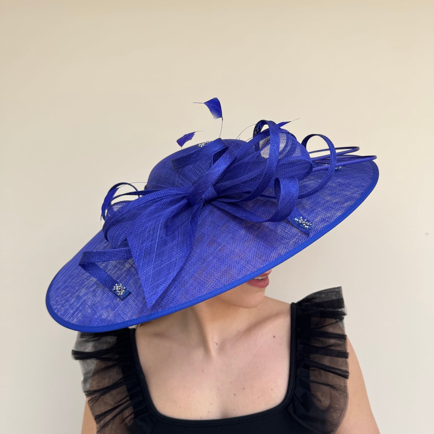 J Bees JB26/131 Cobalt Royal BlueHatinator with bead embellishment