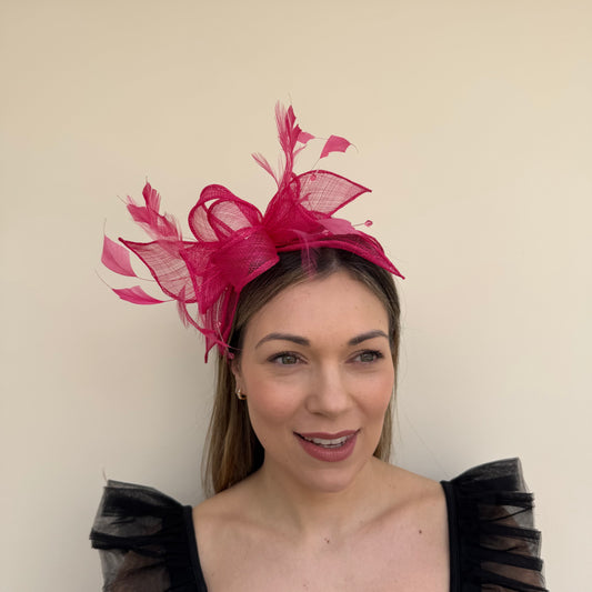 J Bees JB23/318 Carmine Pink Fascinator