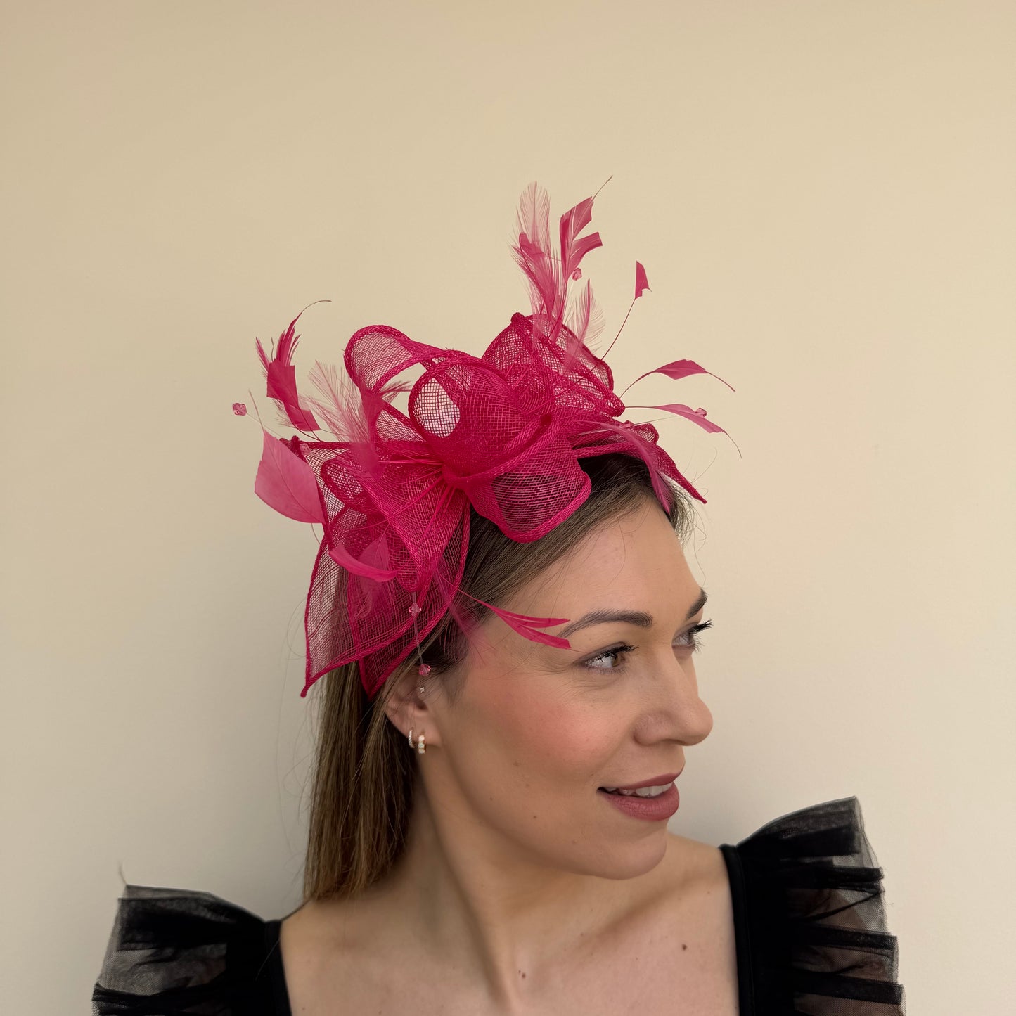 J Bees JB23/318 Carmine Pink Fascinator