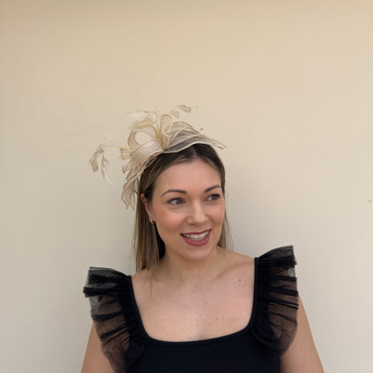 J Bees JB23/318 Linen Beige Fascinator
