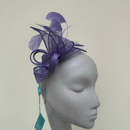 Max and Ellie BF3 Purple Small Fascinator on Headband