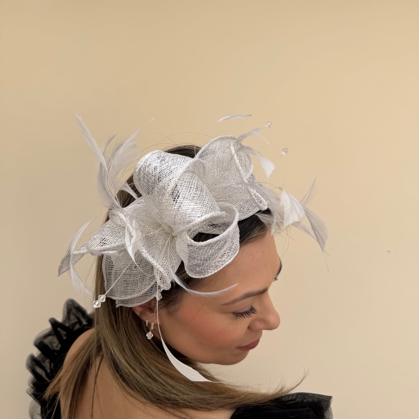 J Bees JB23/318 Silver Lurex Fascinator