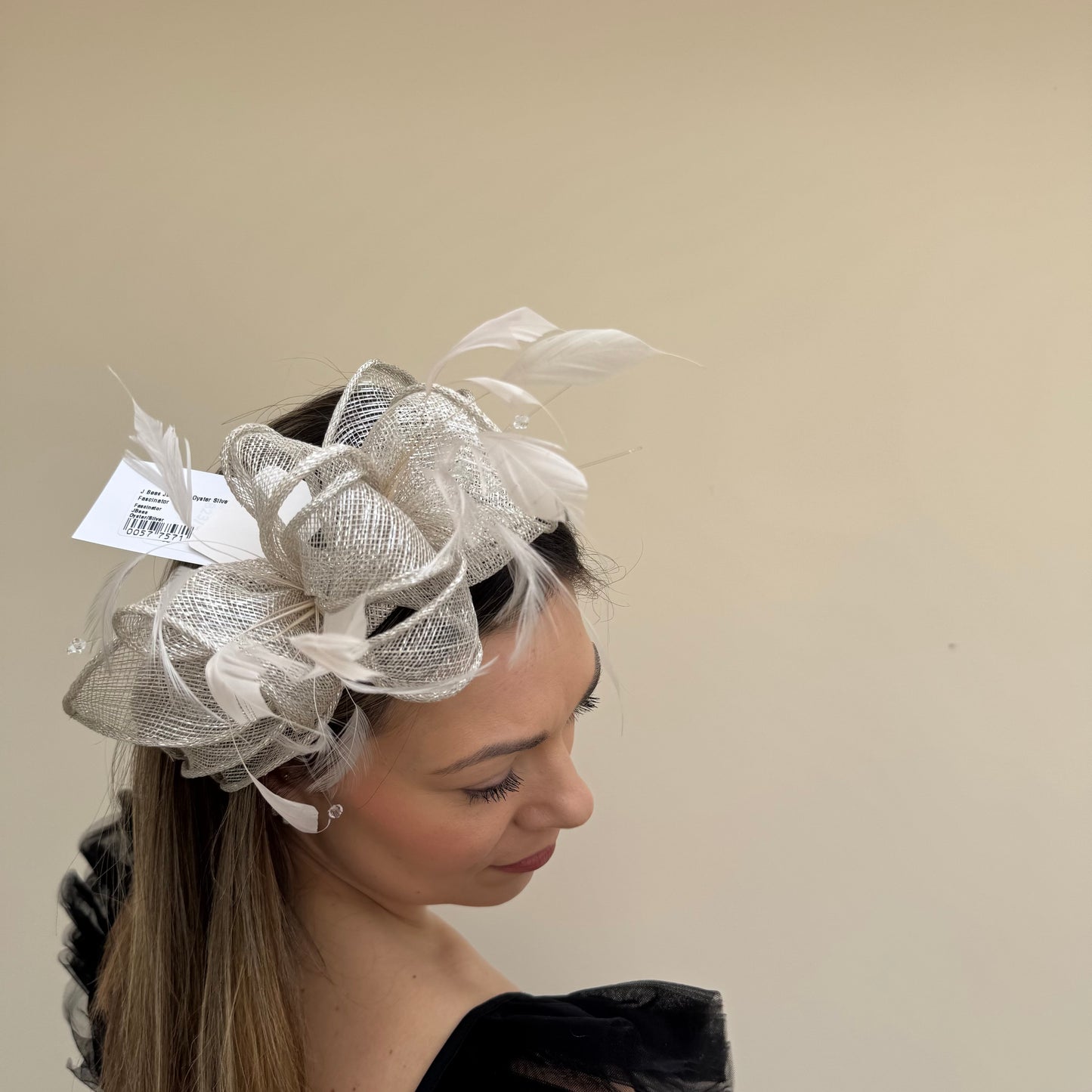 J Bees JB23/318 Oyster Silver Fascinator