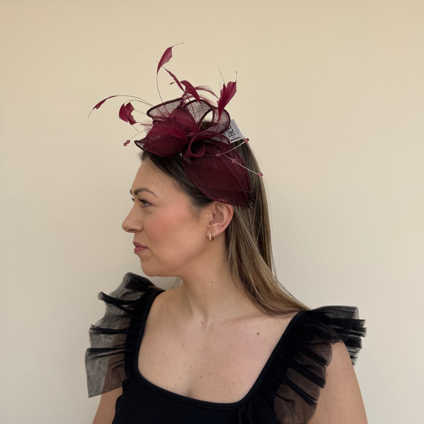 J Bees JB23/318 Garnet Claret Red Fascinator