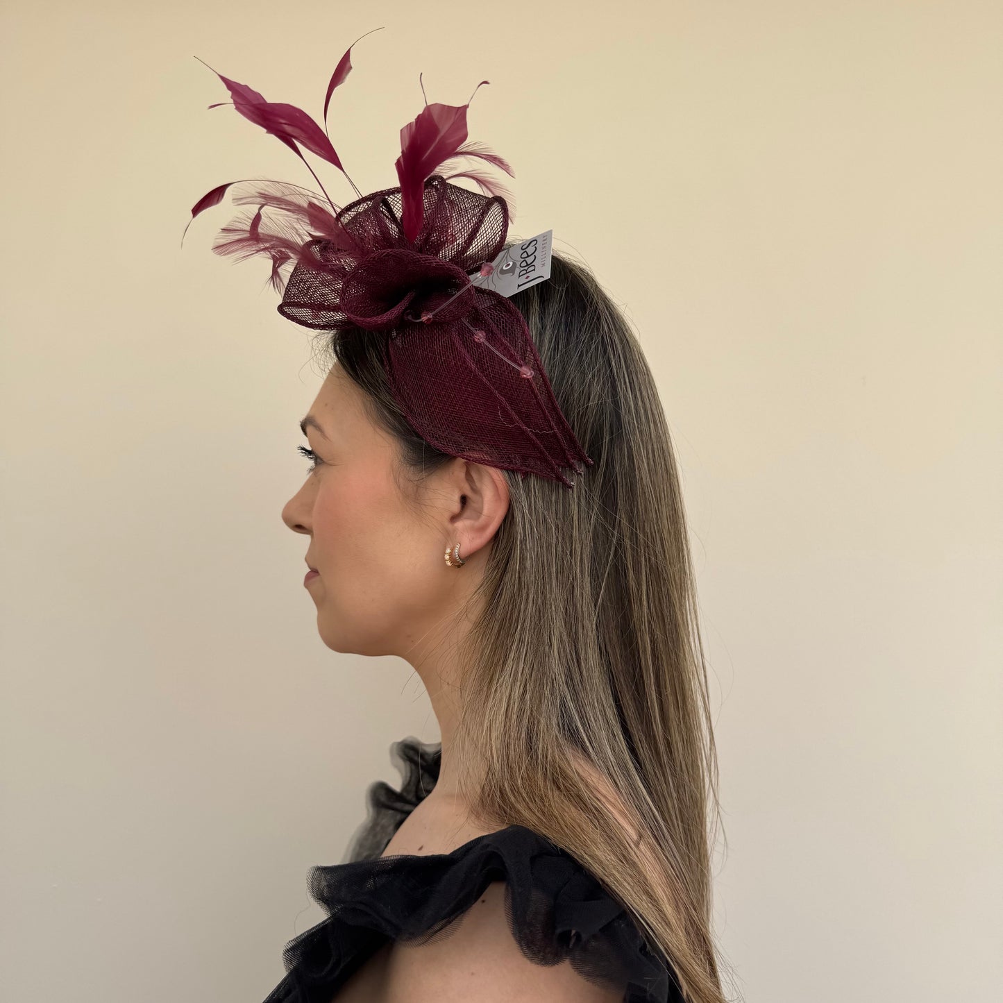 J Bees JB23/318 Garnet Claret Red Fascinator