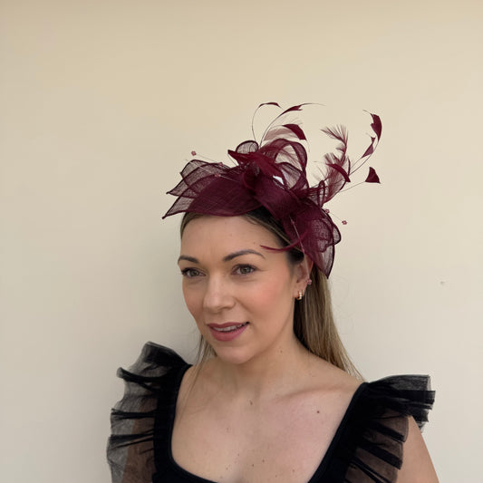 J Bees JB23/318 Rouge Deep Red Fascinator