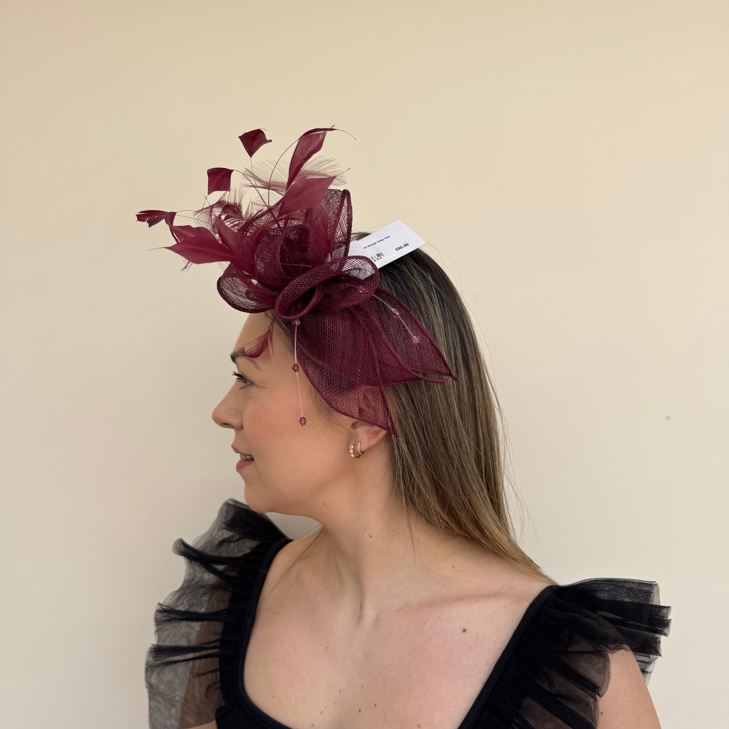 J Bees JB23/318 Rouge Deep Red Fascinator