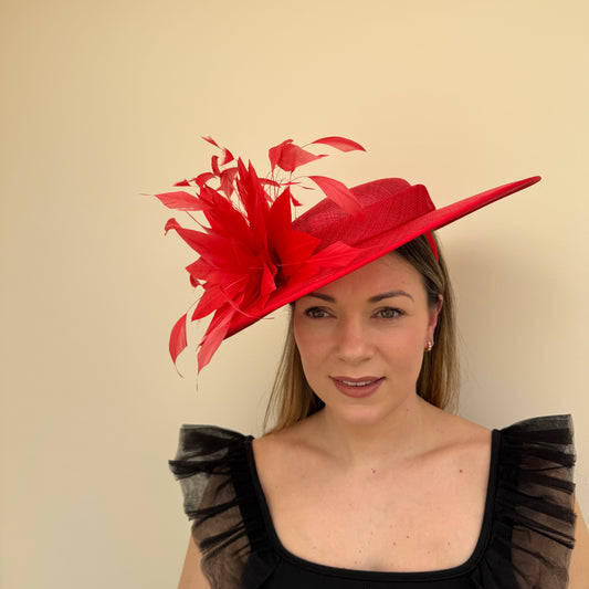 J Bees JB26/134 Poppy Red Boater Hatinator