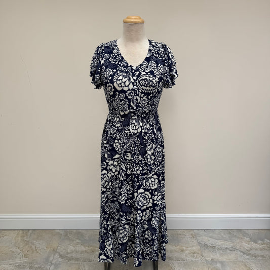 Paramour Navy Floral V Neck Midi Dress