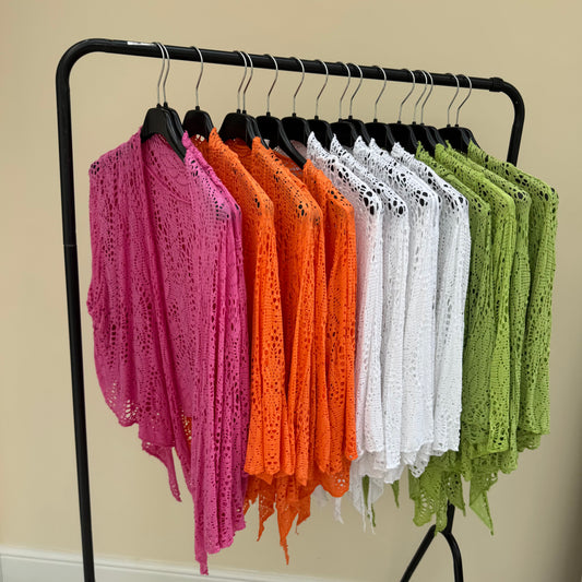 ZP Crochet Waterfall Crop Cardigan