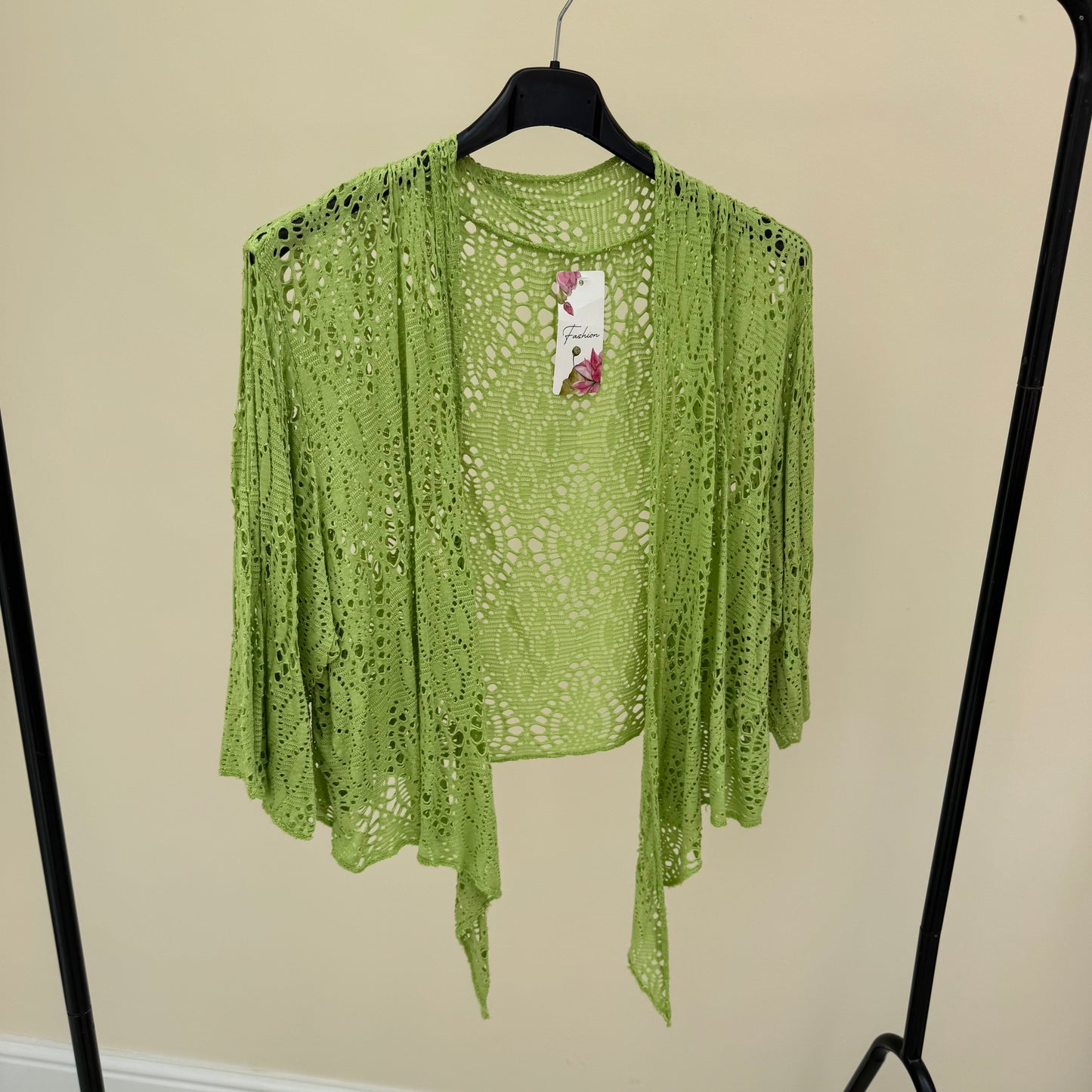 ZP Crochet Waterfall Crop Cardigan