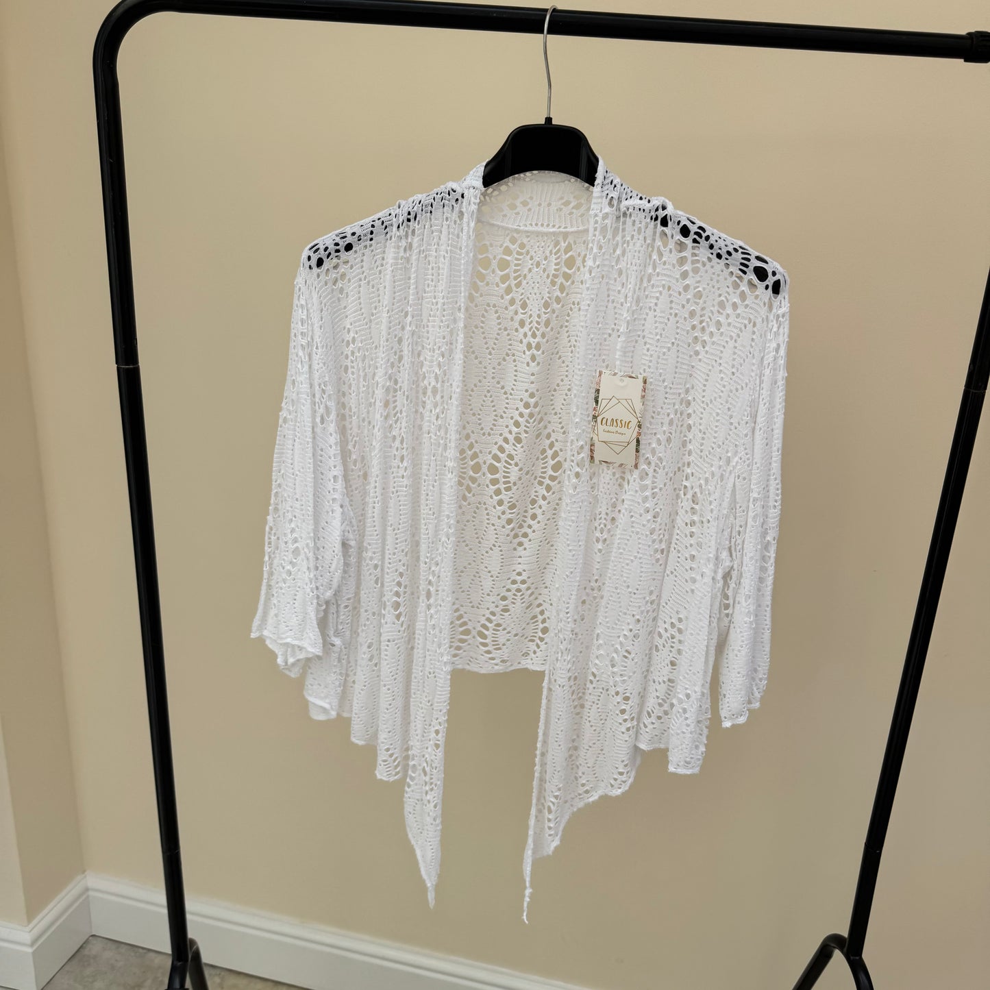 ZP Crochet Waterfall Crop Cardigan