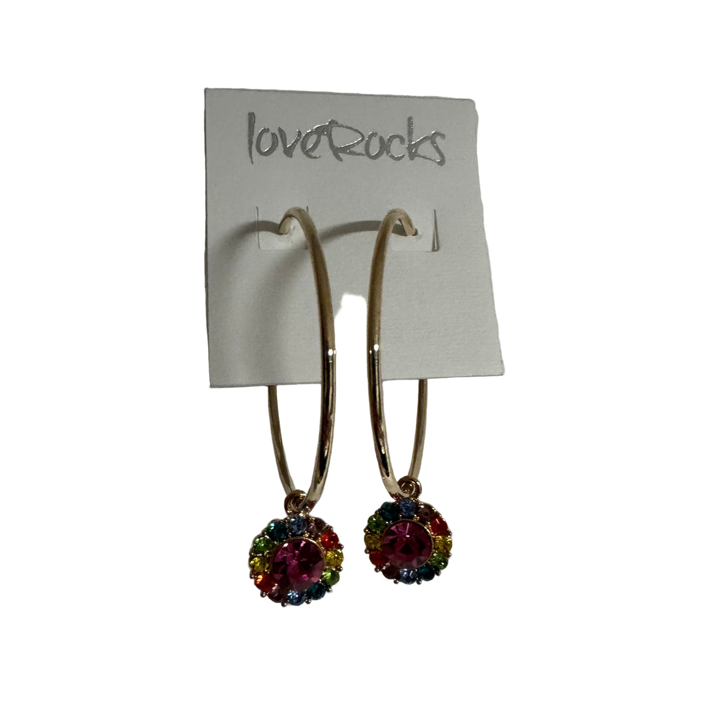 Love Rocks Gold Hoop Earrings