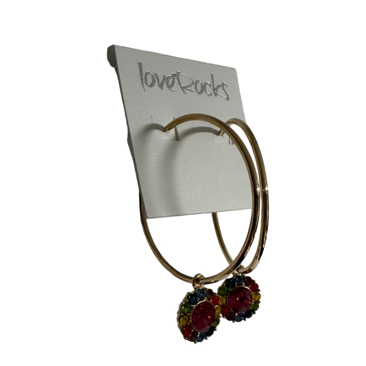 Love Rocks Gold Hoop Earrings