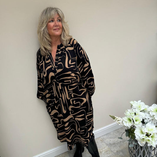 Malissa J Black and Camel Dress