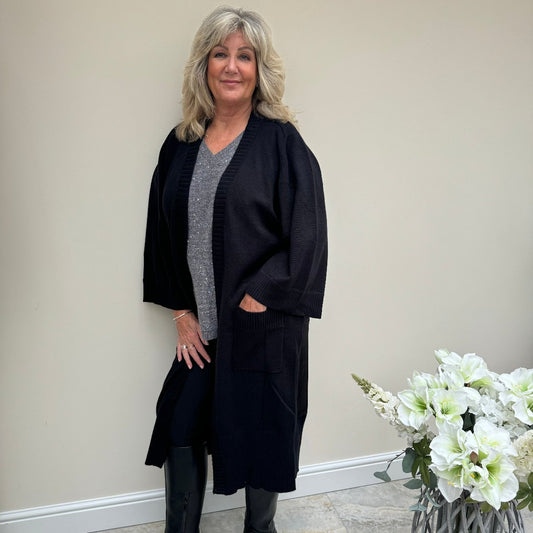 Malissa J Black Oversized Wide Sleeve Coatigan