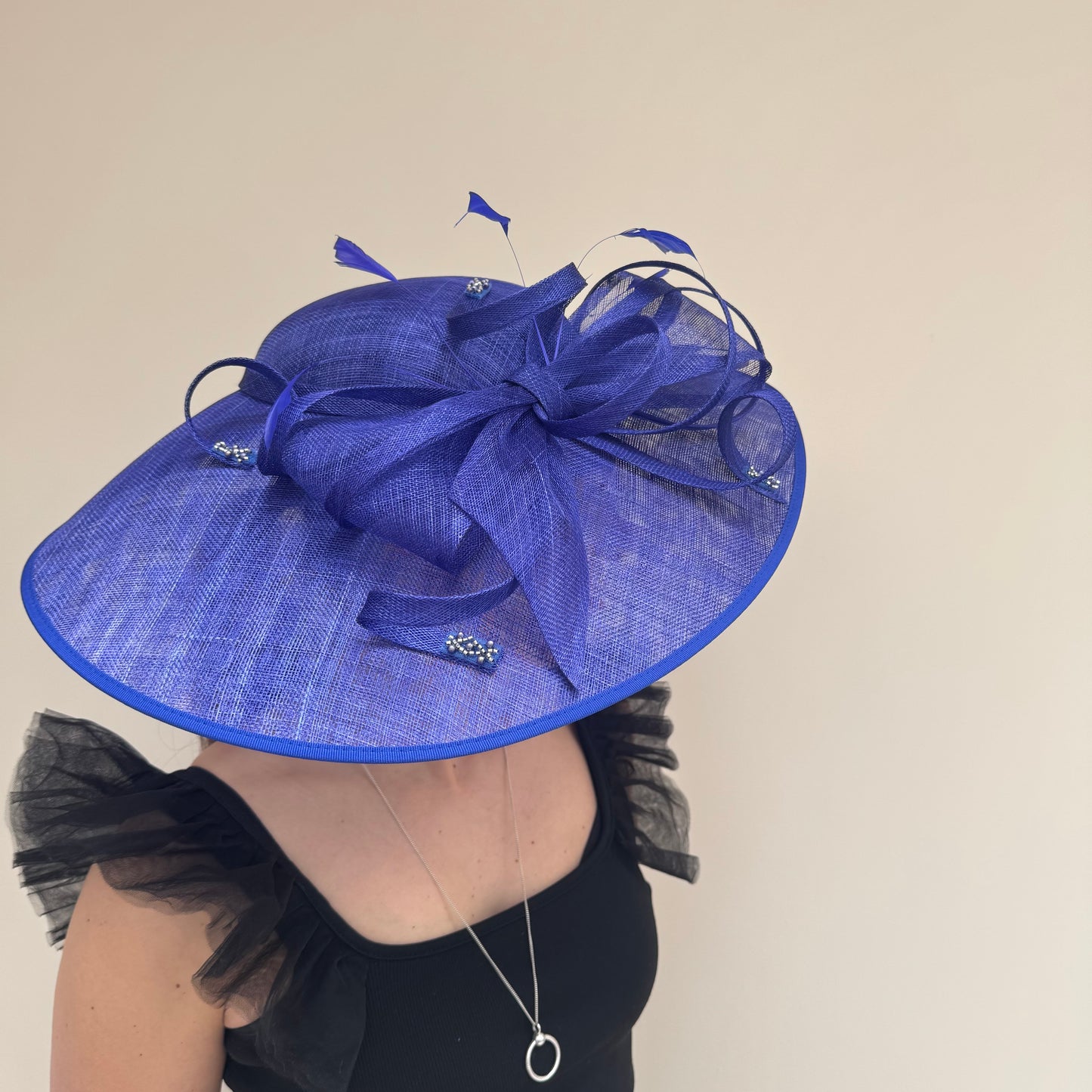 J Bees JB26/131 Cobalt Royal BlueHatinator with bead embellishment
