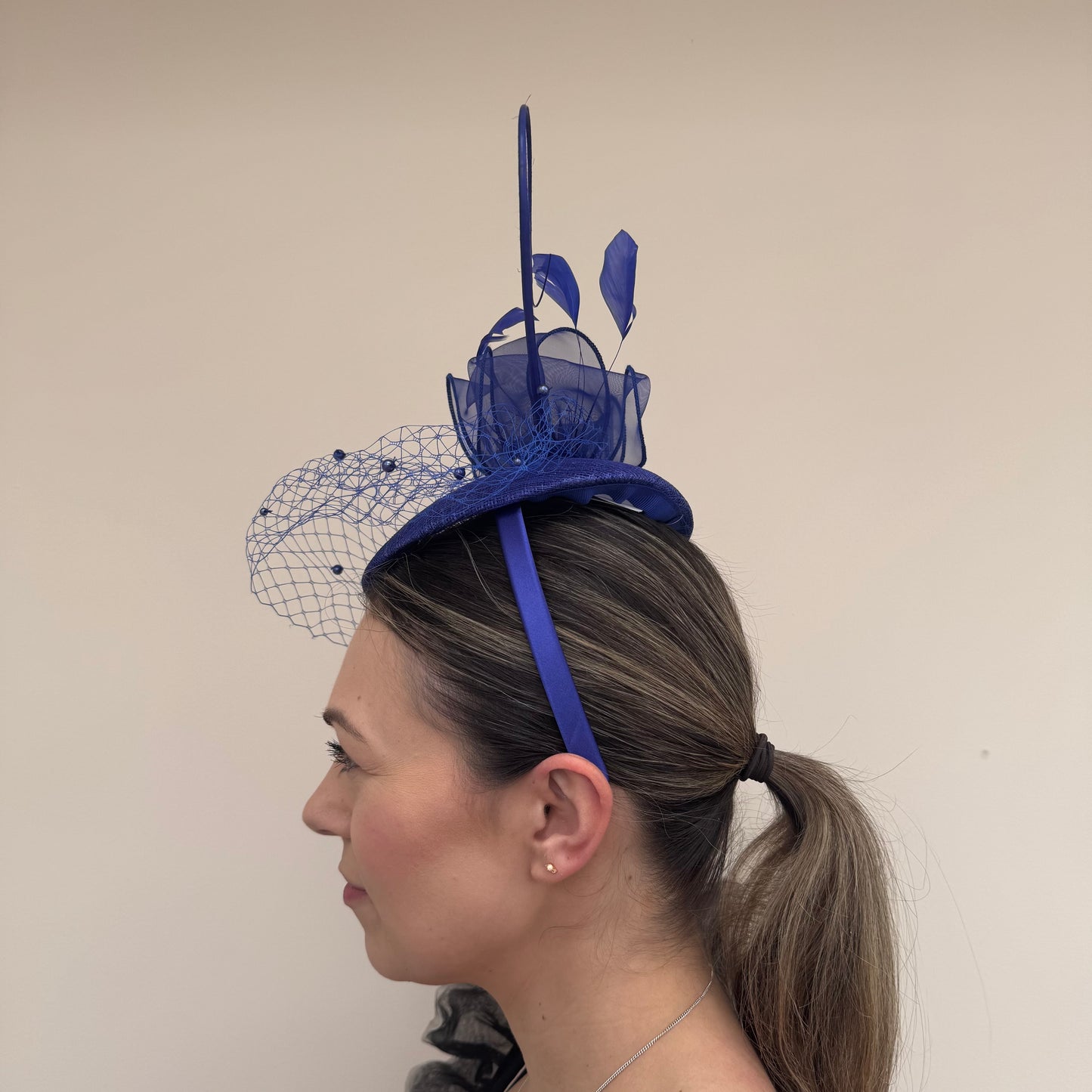 J Bees JB26/108 Cobalt Royal Blue Pillbox with pearl and lace