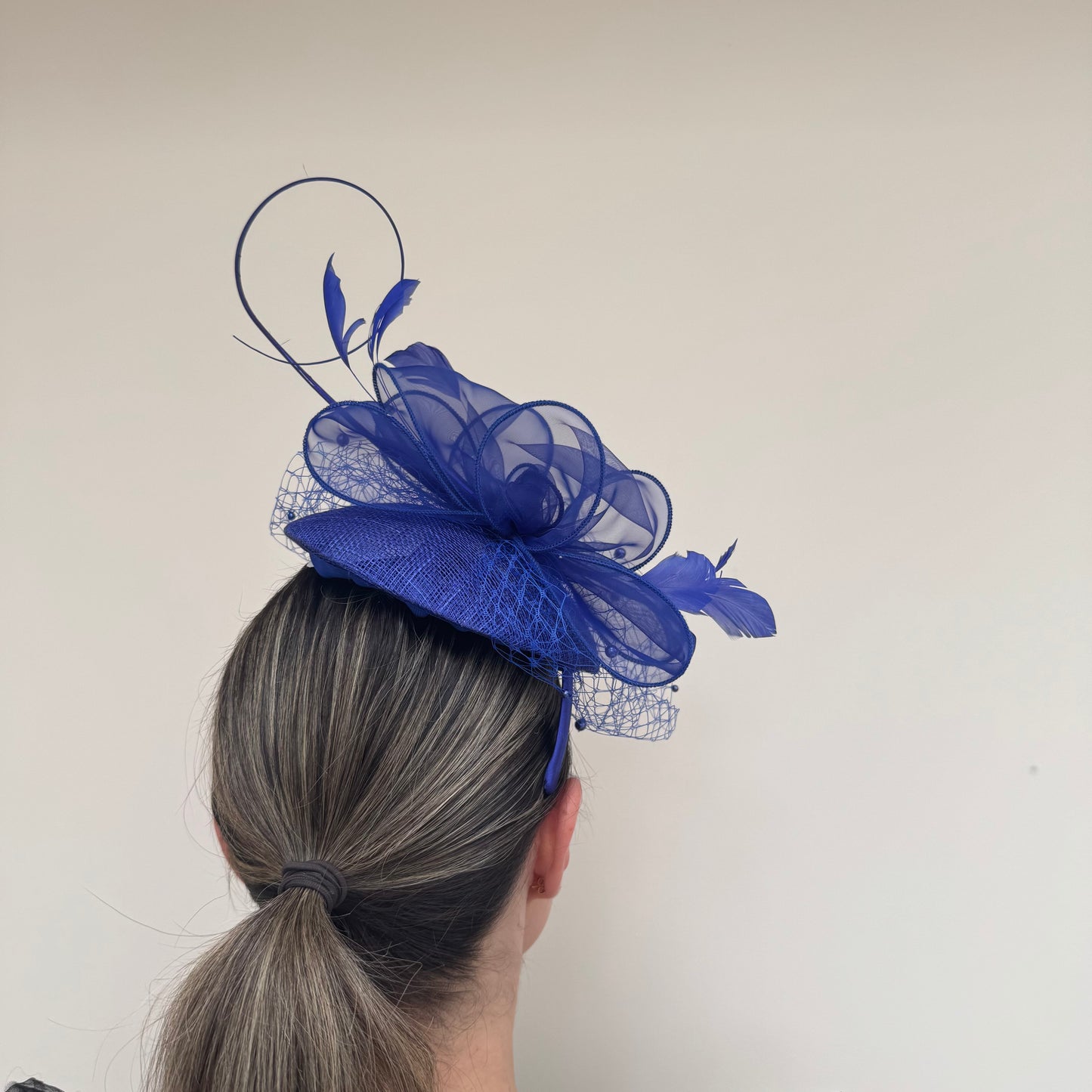 J Bees JB26/108 Cobalt Royal Blue Pillbox with pearl and lace