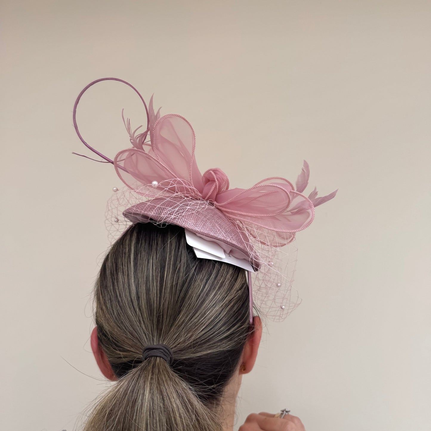J Bees JB26/108 Heather Pink Pillbox with pearl and lace