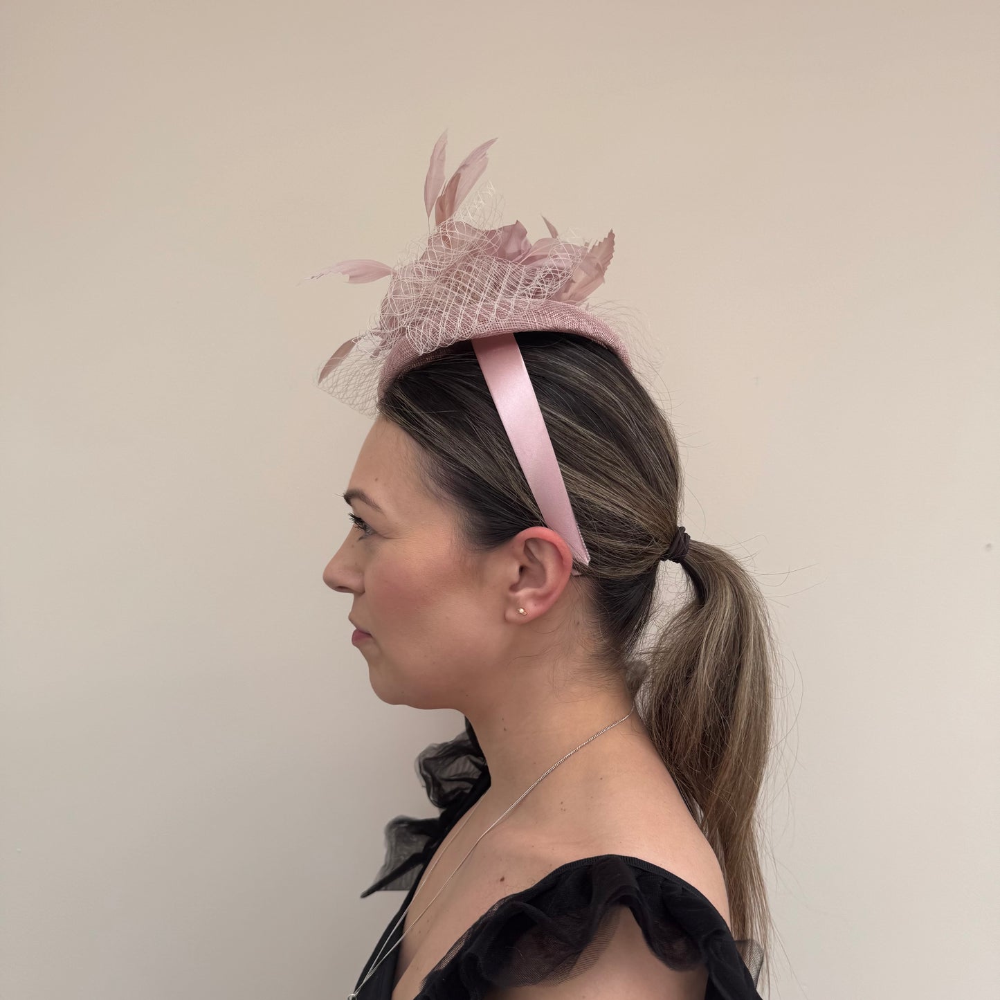 J Bees JB26/111 Truffle Pink Pillbox with lace and rose