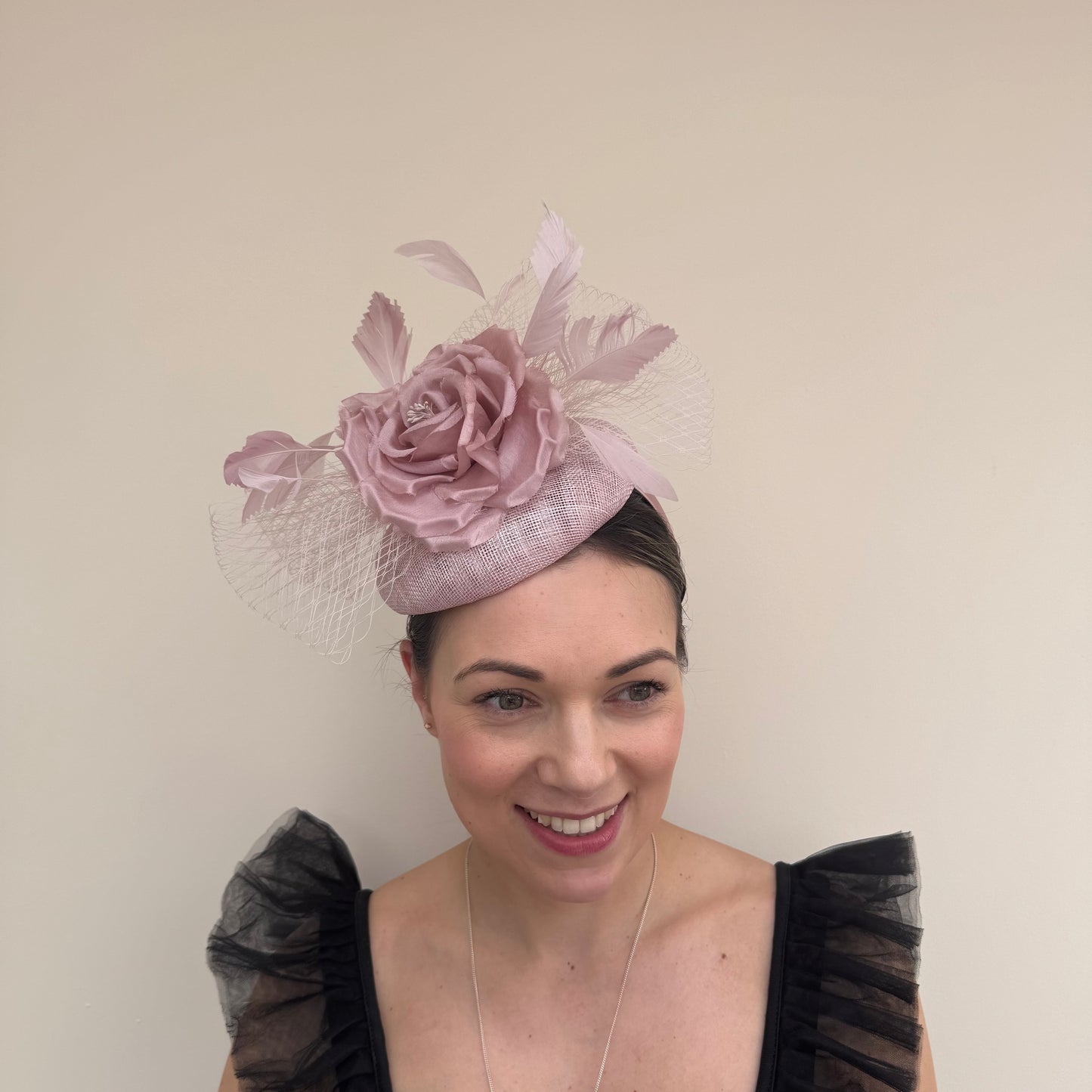 J Bees JB26/111 Orchid Pink Pillbox with lace and rose