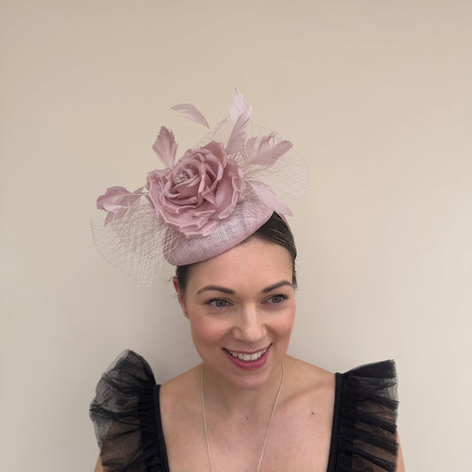J Bees JB26/111 Orchid Pink Pillbox with lace and rose