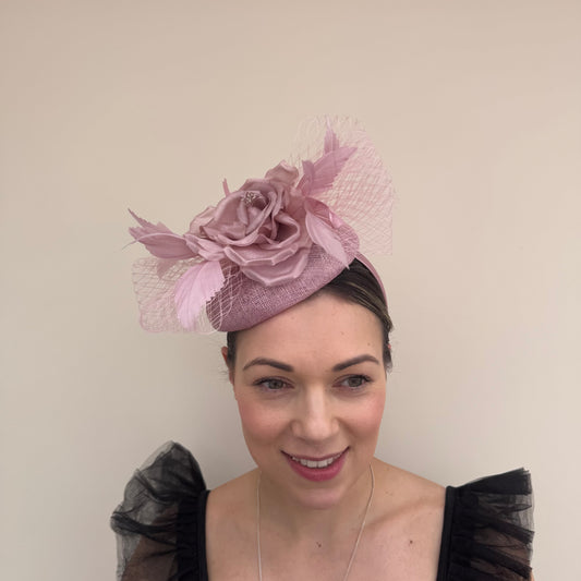 J Bees JB26/111 Quartz Pink Pillbox with lace and rose