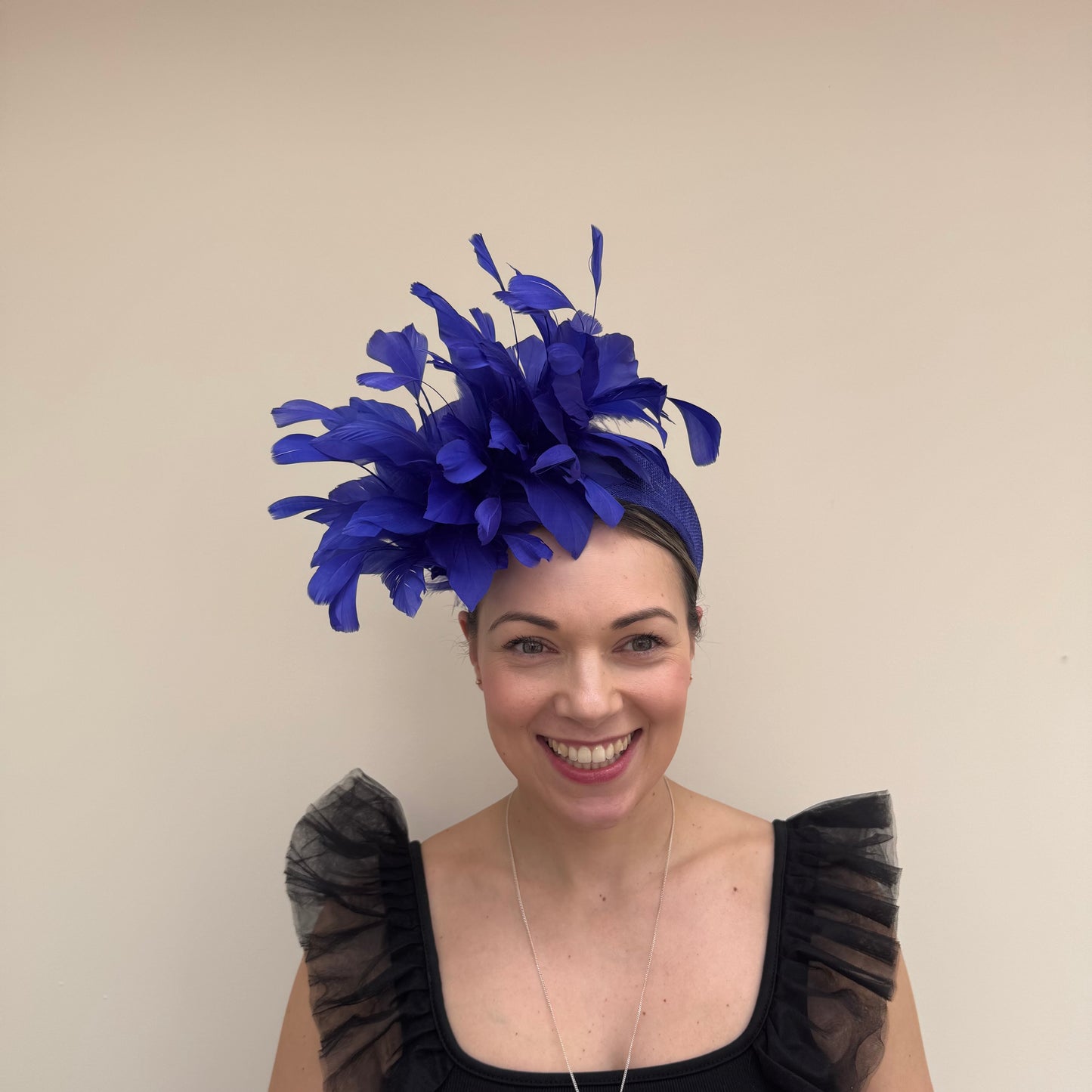 J Bees JB26/107 Cobalt Blue Feather Headband Fascinator